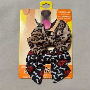 Leopard and Bone Print Dog Collar Bows
